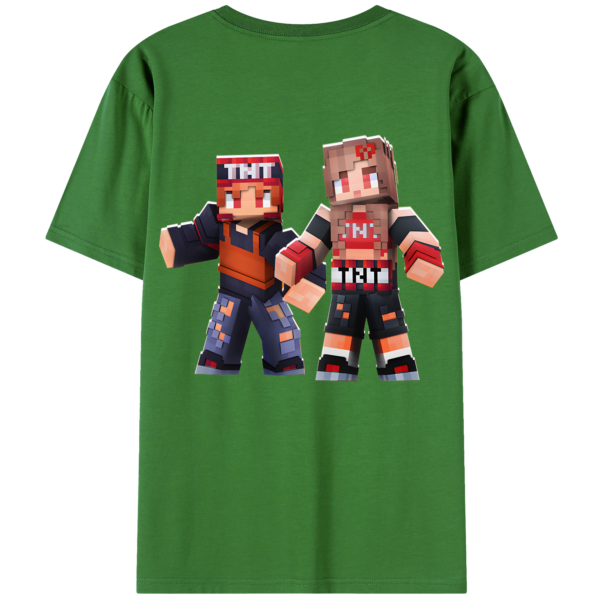 （画像用） マインクラフト ブロックの世界 Minecraft MC Block world レディース半袖Tシャツ(バックプリント)
